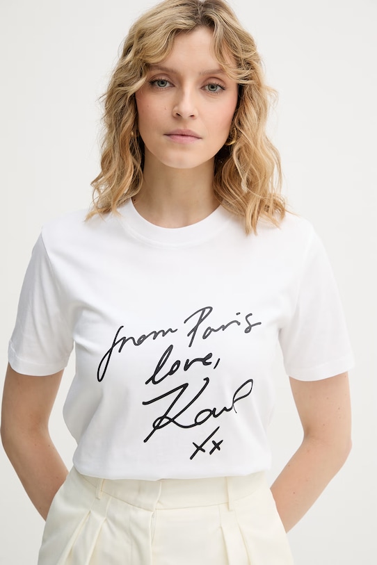 Karl Lagerfeld tričko ženské bavlněné bílá B2W17104