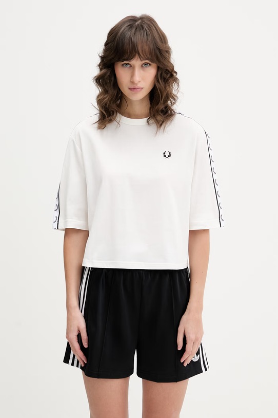 Fred Perry t-shirt bawełniany aplikacja biały G2160