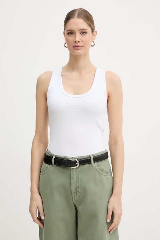 Karl Lagerfeld top dámský bavlněný s elastanem bílá B2W17092