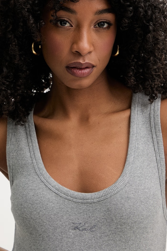 Karl Lagerfeld top damski bawełniany z elastanem szary B2W17092