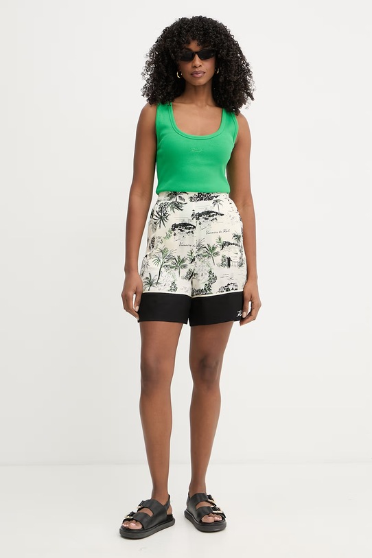 Karl Lagerfeld top damski bawełniany z elastanem B2W17092 zielony SS26