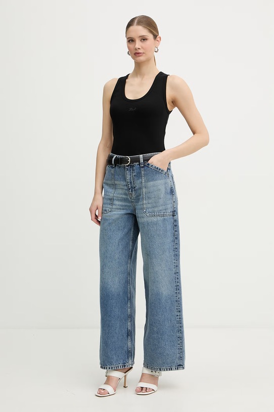 Karl Lagerfeld top damski bawełniany z elastanem B2W17092 czarny SS26