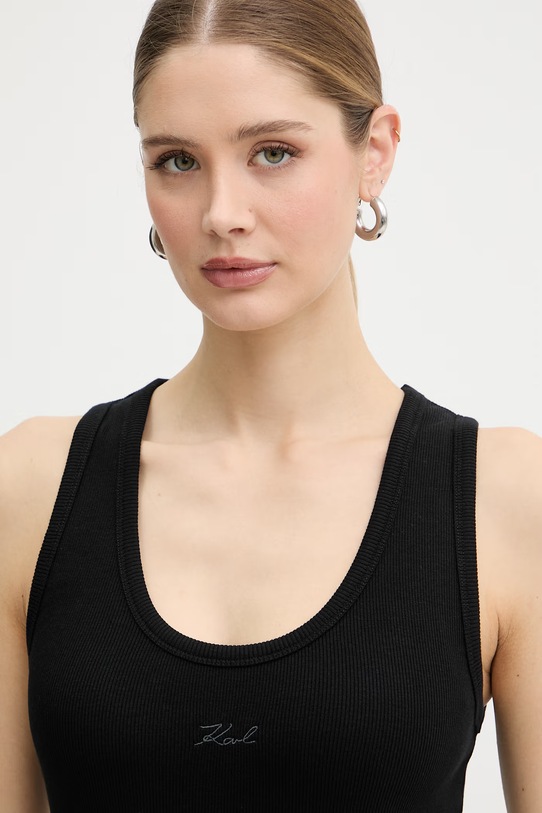Karl Lagerfeld top damski bawełniany z elastanem czarny B2W17092