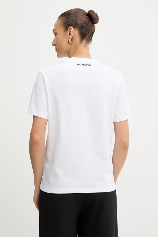Oblečení Karl Lagerfeld tričko ženské bavlněné IKON B2W17081 bílá
