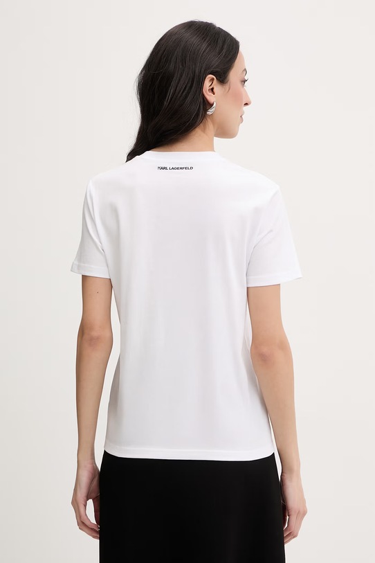 Odzież Karl Lagerfeld t-shirt damski bawełniany IKON B2W17025 biały