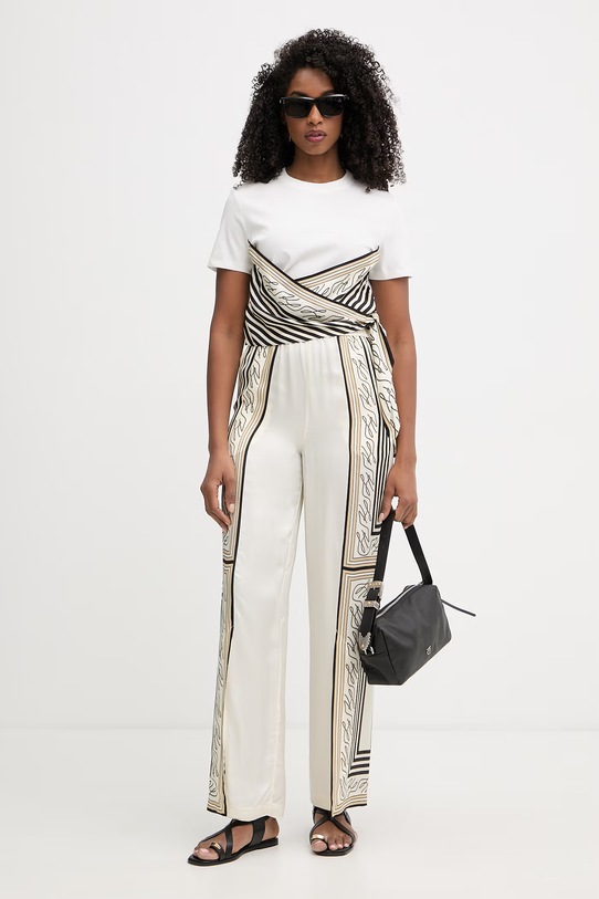 Karl Lagerfeld t-shirt damskie z bawełną B2W17011 beżowy SS26