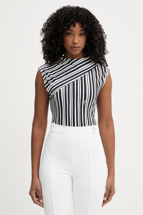 Karl Lagerfeld top damski bawełniany z elastanem czarny B2W17014