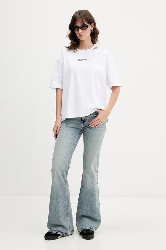 Karl Lagerfeld Jeans t-shirt damski B2W17077 biały SS26