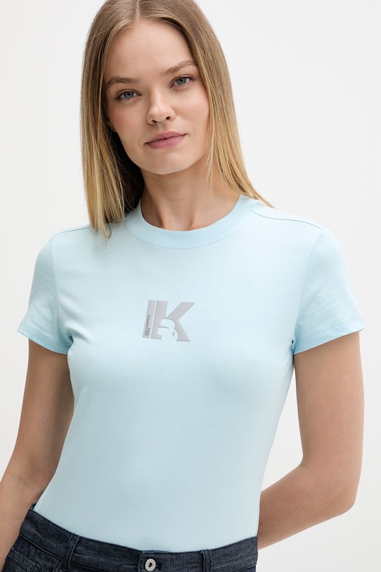 Karl Lagerfeld Jeans tričko dámske bavlnené modrá B2W17064