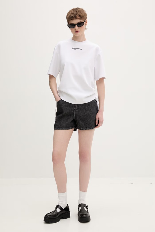 Karl Lagerfeld Jeans dámské tričko B2W17074 bílá SS26