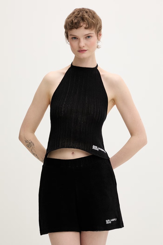Karl Lagerfeld Jeans top damski bawełniany czarny B2W18023