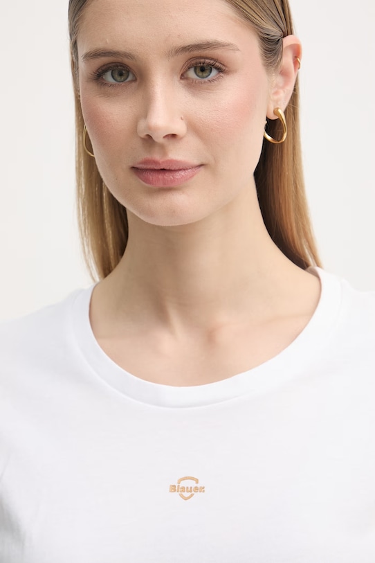 Blauer t-shirt damski bawełniany PUMPIES biały BLDH02211