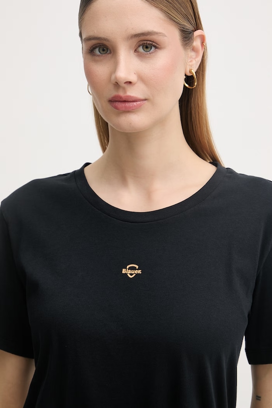 Blauer t-shirt damski bawełniany PUMPIES czarny BLDH02211