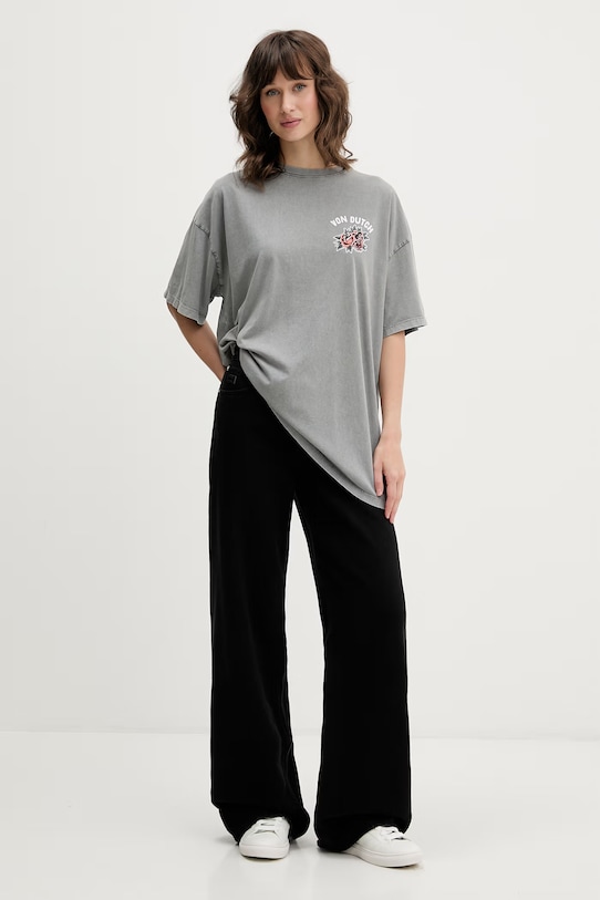 Von Dutch majica ženska od pamuka VD.2.TR.HAND siva SS26