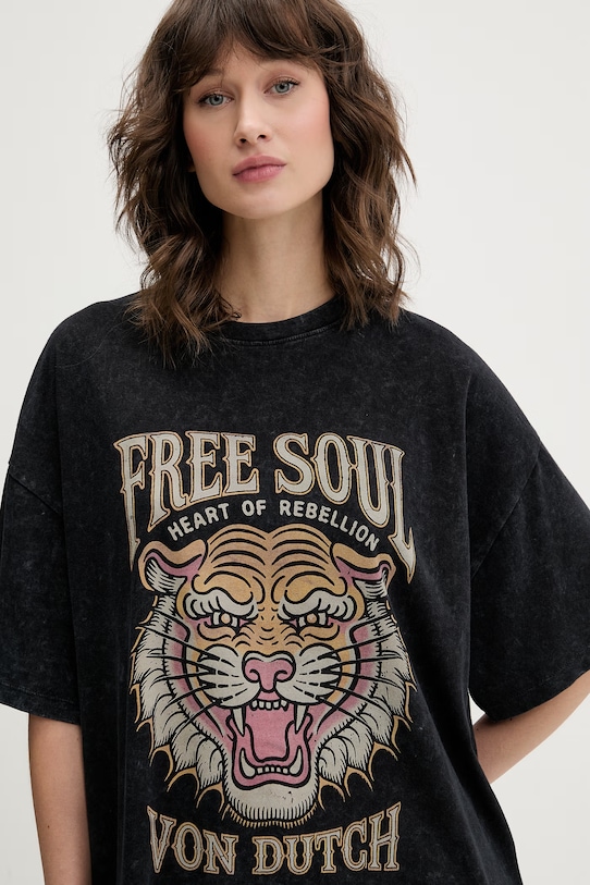 Von Dutch kratka majica ženska bombažna črna VD.2.TR