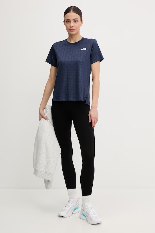 The North Face t-shirt treningowy damski FLEX EMBOSSED NF0A8G8C8K21 granatowy SS26