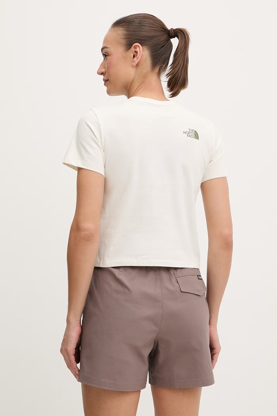 Odzież The North Face t-shirt damski bawełniany FLORA EMBRO NF0A8G9QQLI1 beżowy