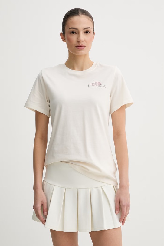 Odzież The North Face t-shirt damski bawełniany MONTE NF0A8GA9QLI1 beżowy