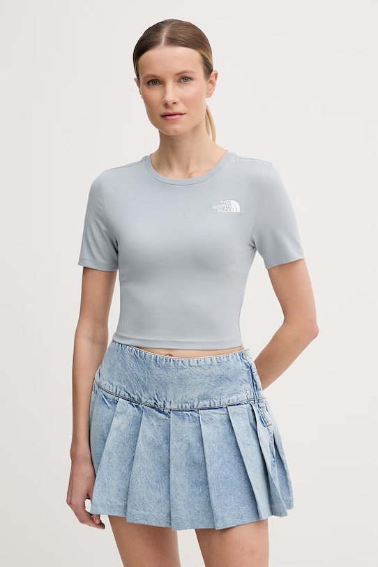 The North Face t-shirt damski bawełniany z elastanem niebieski NF0A55AOFM21
