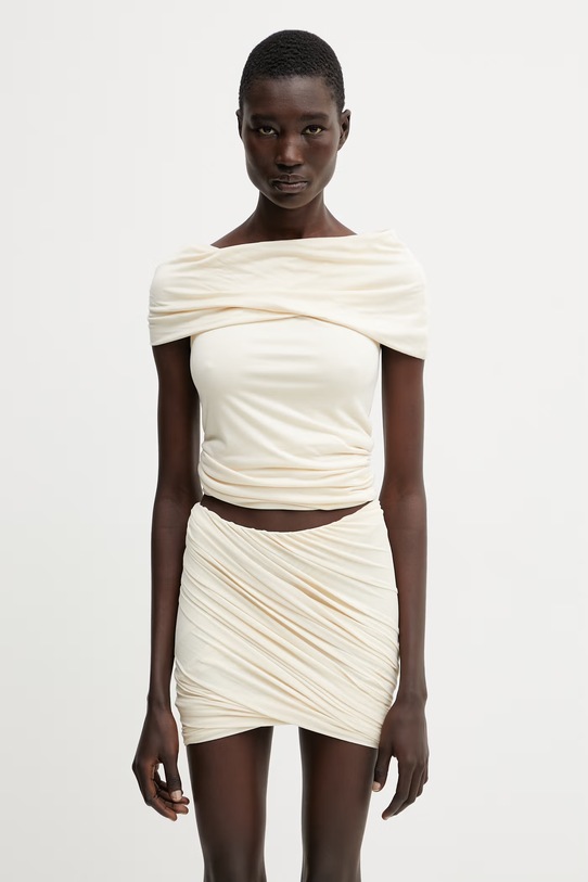 Rick Owens Lilies halenka na ramínka dámská z viskózy Lola béžová LI01F7223.RV