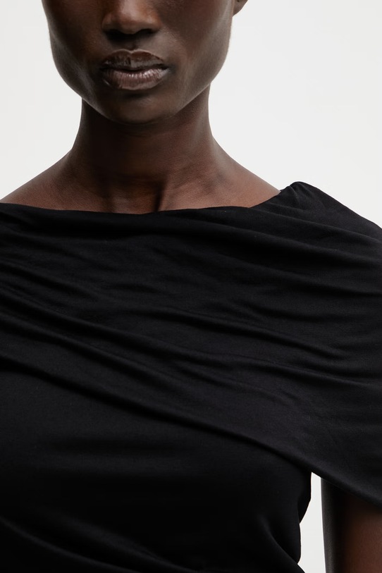 Rick Owens Lilies halenka na ramínka dámská z viskózy Lola černá LI01F7223.RV