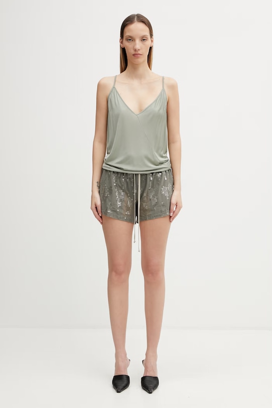 Rick Owens Lilies bluzka na ramiączkach damska z wiskozy gładka LI01F7113.JVS zielony