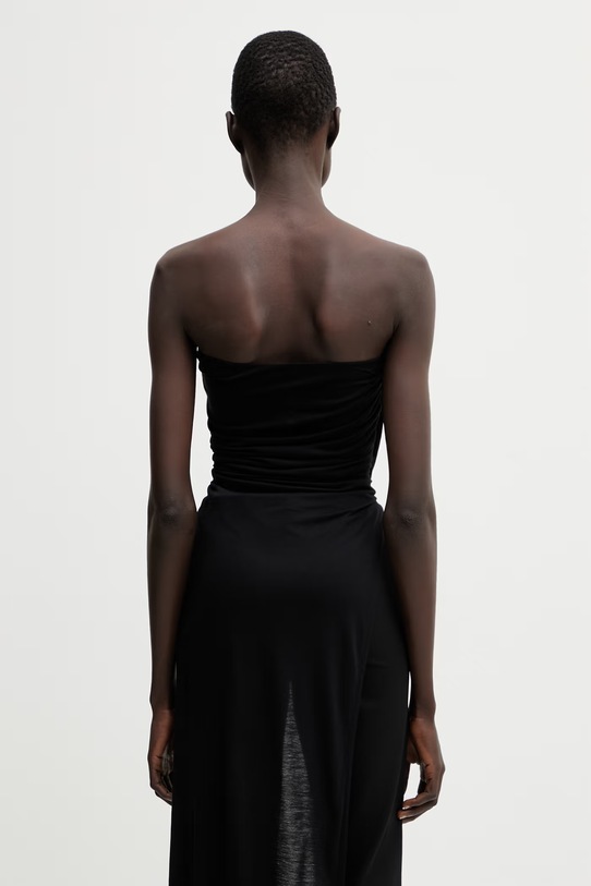 Odzież Rick Owens Lilies bluzka z odkrytymi ramionami damska z wiskozy gładka LI01F7114.RV czarny