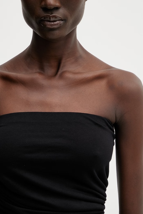 Rick Owens Lilies bluzka z odkrytymi ramionami damska z wiskozy gładka czarny LI01F7114.RV