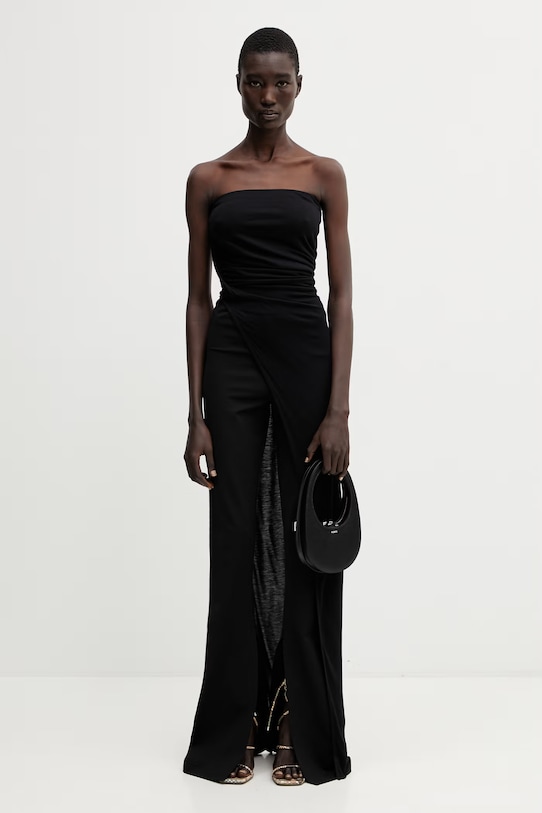 Rick Owens Lilies bluzka z odkrytymi ramionami damska z wiskozy gładka LI01F7114.RV czarny