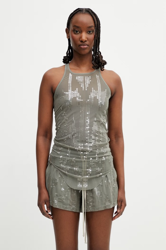 Rick Owens Lilies Basic блузка на беретелях женская с пайетками зелёный LI01F7101.TUSM21