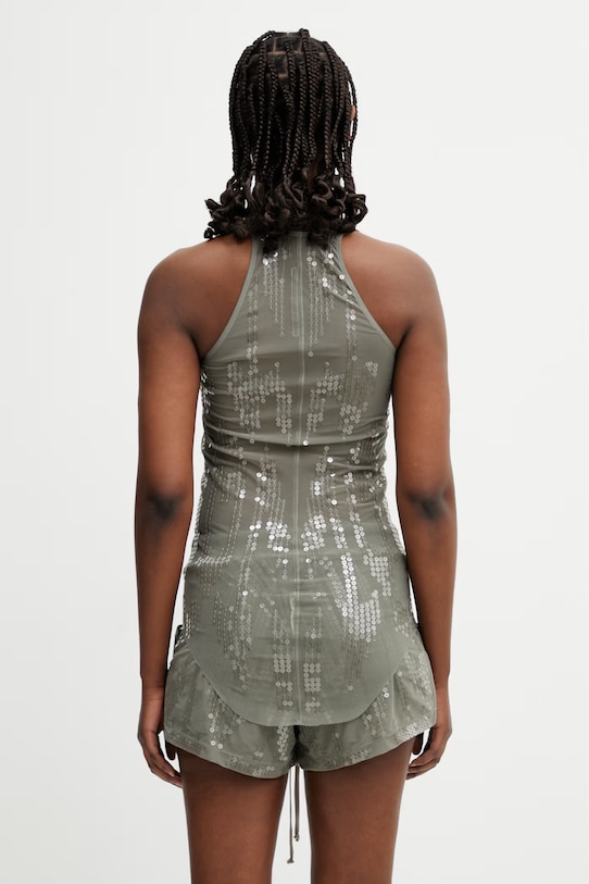 Odzież Rick Owens Lilies Basic bluzka na ramiączkach damska cekinowa LI01F7101.TUSM21 zielony