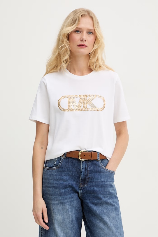 MICHAEL Michael Kors t-shirt damski bawełniany biały MS651SC97J