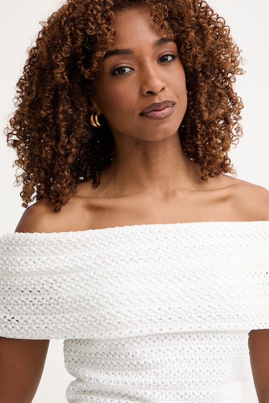 MICHAEL Michael Kors bluzka z odkrytymi ramionami damska biały MS651ZVKS1