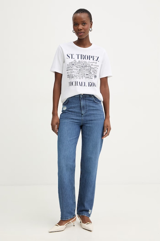 MICHAEL Michael Kors t-shirt damski bawełniany MS6520K97J biały SS26