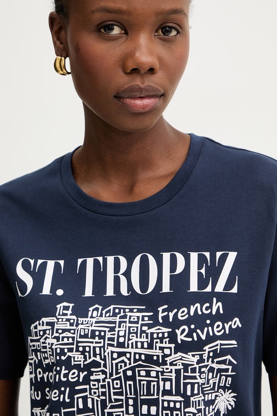 MICHAEL Michael Kors t-shirt damski bawełniany granatowy MS6520K97J