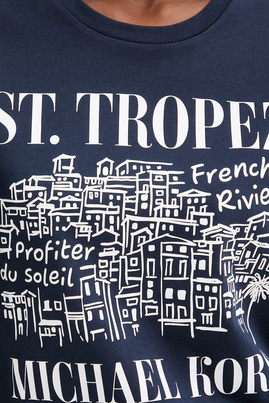 MICHAEL Michael Kors t-shirt damski bawełniany MS6520K97J granatowy