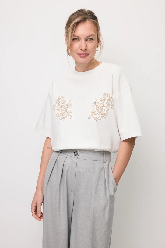 Bizuu t-shirt FANYA z elastanem biały FANYA.KREMOWY