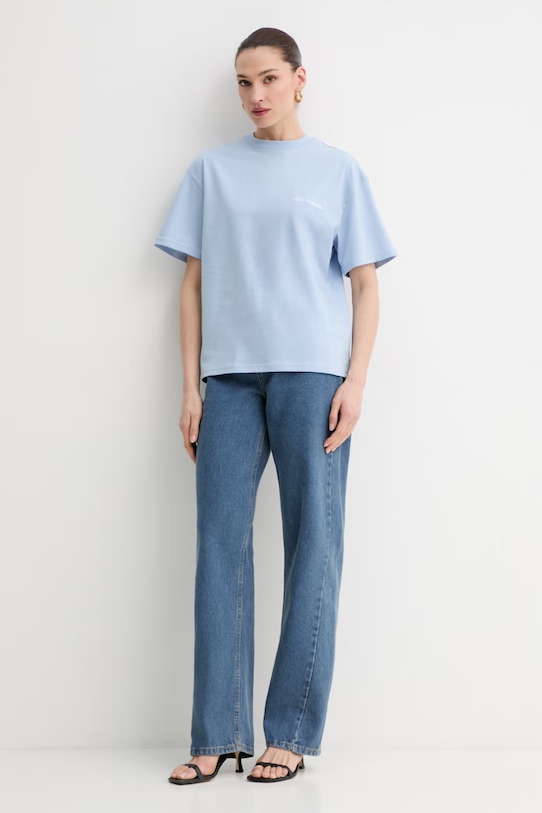 La Mania t-shirt oversize damski bawełniany CARENA CARENA niebieski SS26