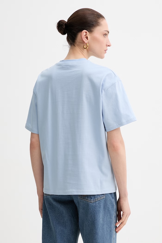 Odzież La Mania t-shirt oversize damski bawełniany CARENA CARENA niebieski