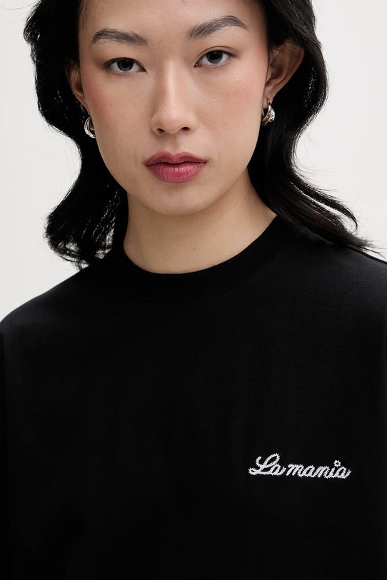 La Mania t-shirt oversize damski bawełniany CARENA czarny CARENA