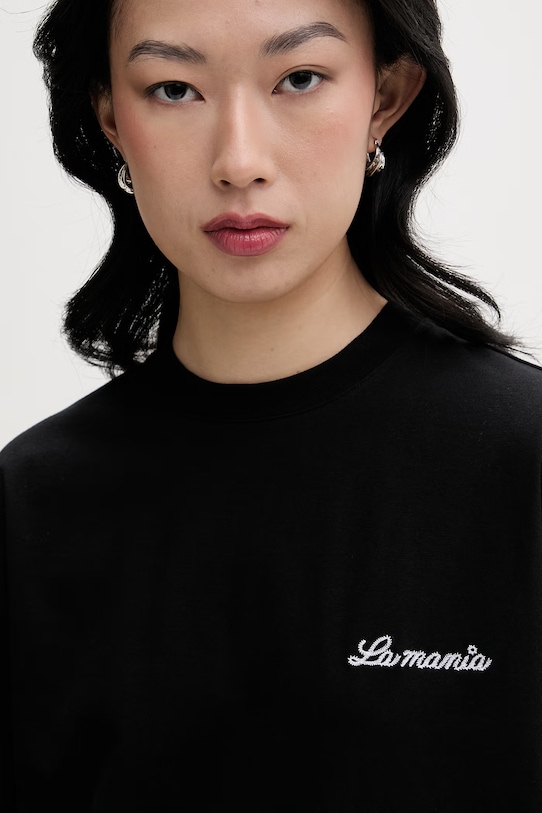 La Mania t-shirt oversize damski bawełniany CARENA czarny CARENA