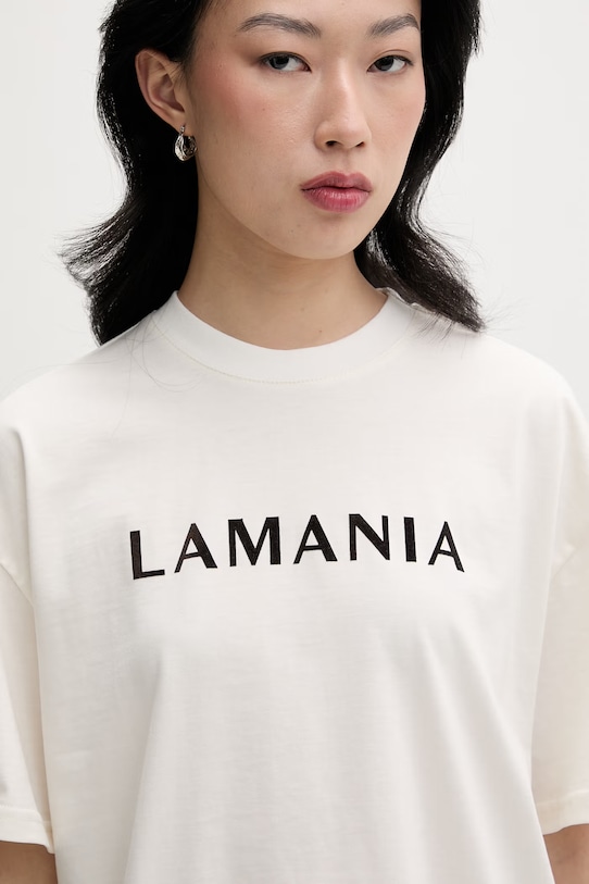 La Mania T-shirt damski bawełniany CHUCK beżowy CHUCK