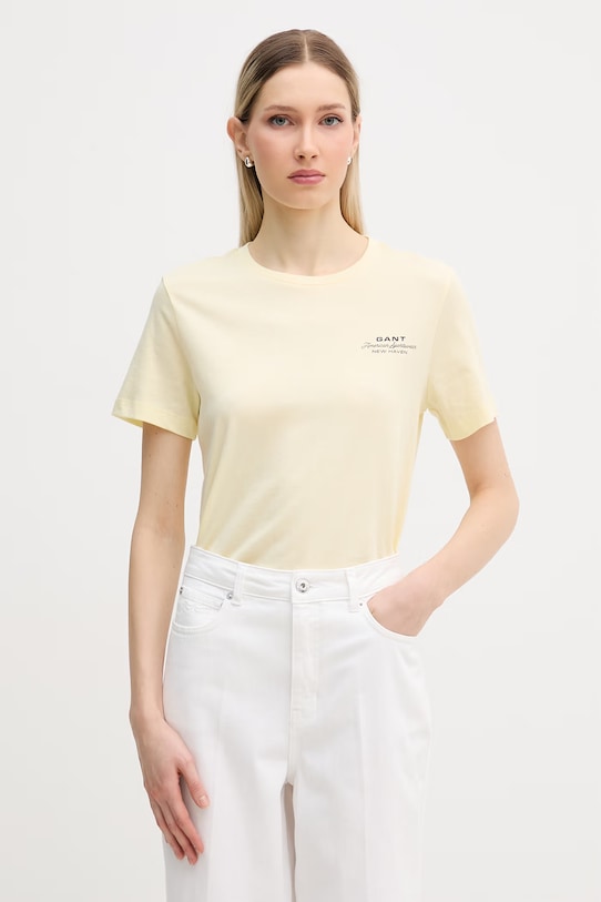 Gant t-shirt damski bawełniany żółty 4201487