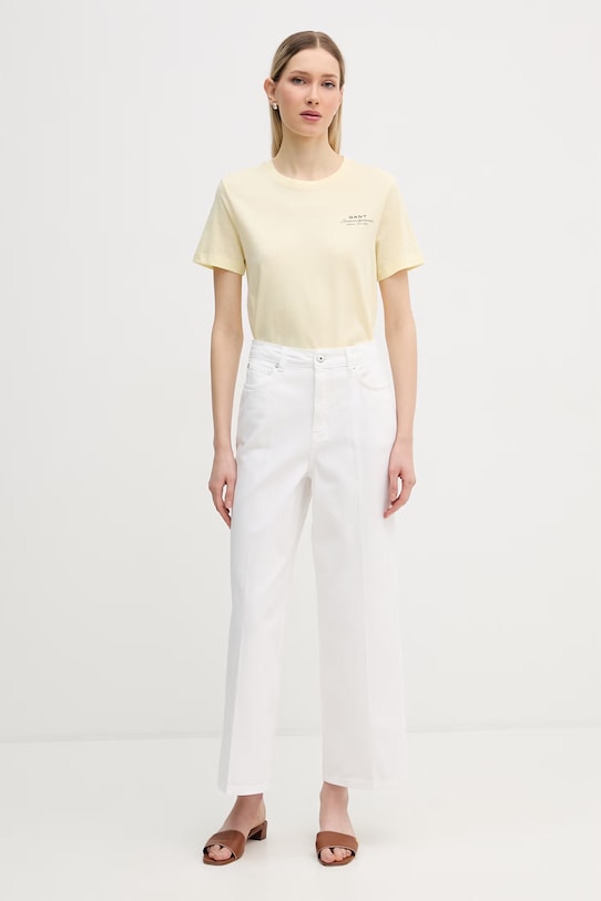 Gant t-shirt damski bawełniany 4201487 żółty SS26