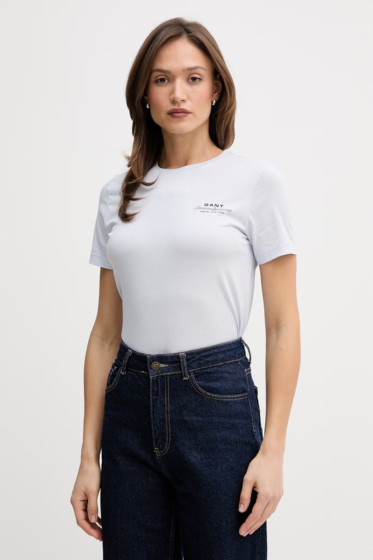 Gant t-shirt damski bawełniany niebieski 4201487
