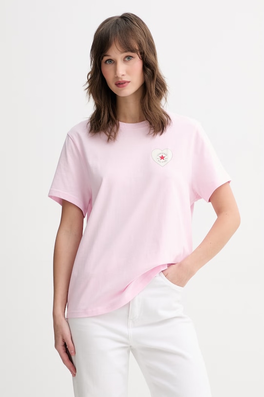 Odzież Converse t-shirt damski bawełniany x CHUCKS IN LOVE CVW6T130 różowy