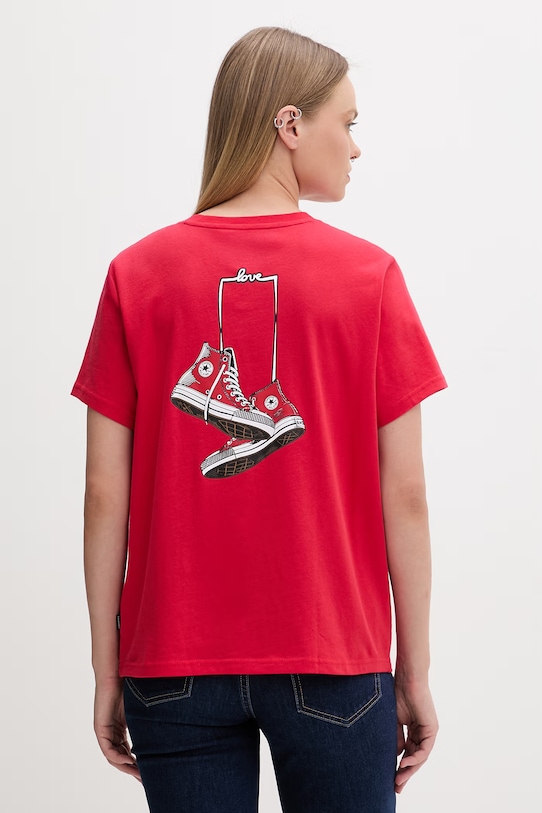 Converse t-shirt damski bawełniany x CHUCKS IN LOVE czerwony CVW6T130