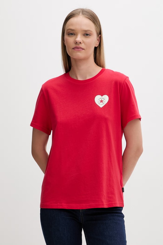 Odzież Converse t-shirt damski bawełniany x CHUCKS IN LOVE CVW6T130 czerwony