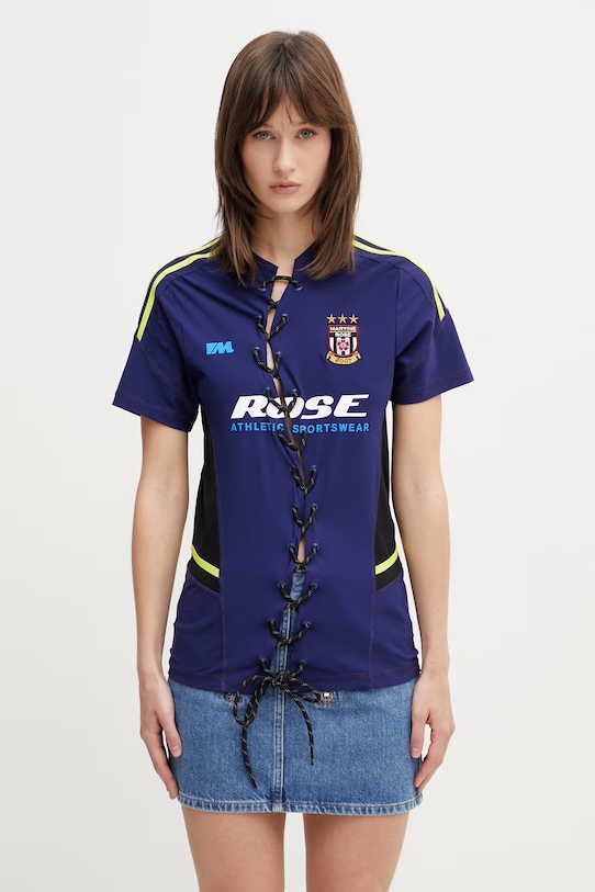 Martine Rose Lace up Football T-shirt damski niebieski 168JT19504