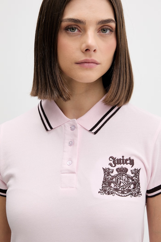 Juicy Couture polo tričko dámske bavlnené POLO TOP ružová JCGCT126015